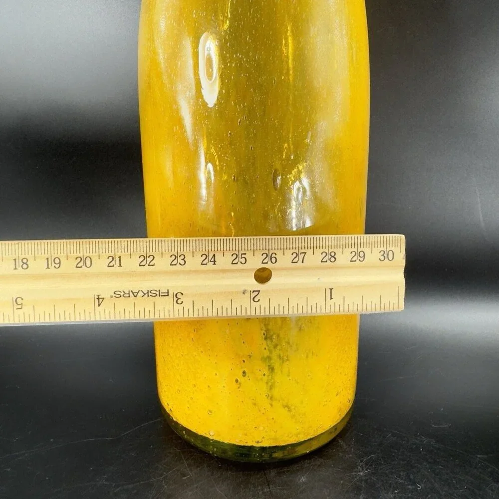 Vintage Hand Blown Studio Art Glass Long Neck Vase Vessel With Small Bubbles VTG